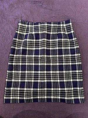 Falda lápiz forrada vintage JG Hook para mujer 12 púrpura rosa mezcla de lana a cuadros Foto 1 de 4