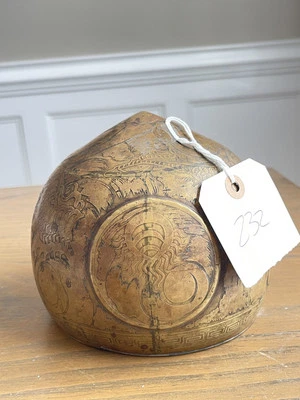 Ancient Chinese Bronze Bowl W/Intricate Carvings Exquisite Historical Artifact - Image 1 of 4