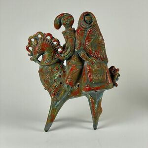 Sculpture italienne en céramique du prince et de la jeune fille voyageant à cheval