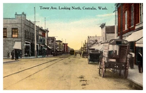 CENTRALIA WASHINGTON TOWER AVENUE LOOKING NORTH 1915 OLD POSTCARD - Picture 1 of 2