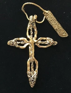 Colgante Cruz Corona Trifari NUEVO CON Etiquetas ENORME Brutalista Modernista Jonathan Bailey - Imagen 1 de 11