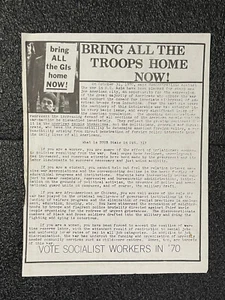 VINTAGE LEAFLET PEACE MOVEMENT Anti War 1970 Political Handbill Vietnam War GIs - Bild 1 von 9
