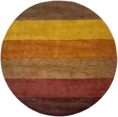 6X6 ft Round Multicolored Wool Oriental Rug Striped Modern Design Decor Carpet - Image 1 of 4