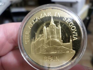 1971 Prova D'Argento Medaglia 24 KT Oro Piastra, Mankind Wonders The Alcazar IN - Picture 1 of 7