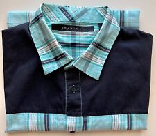 SEAN JOHN mint green plaid & black western short sleeve button up shirt size XL