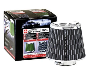 Black Chequered Flag Car Induction Kit Air Filter with Adaptors Race Sport Sumex - Picture 1 of 3