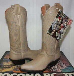 Nocona Women's / Girls' Western Boots Ivory Bone Deer tan leather NEW with box - Picture 1 of 9
