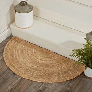 Jute Fußmatte Teppich Halbrund Natur Wende Handarbeit Boden Wohndeko Teppich - Bild 1 von 7