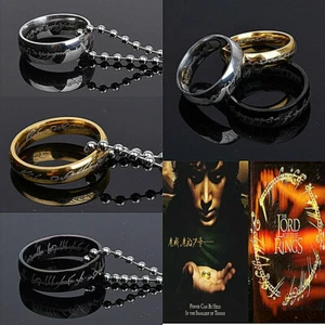 Herr der Ringe Der Eine Ring Lotr Edelstahl Aragorn Ring & Kette Halskette - Bild 1 von 10