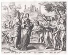 Wierix/Groenning - Christ Heals Lepers Bibbia Incisione Engraving Jode 1580
