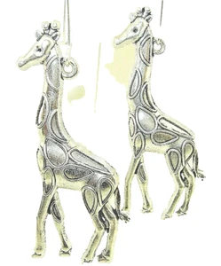 New Very Large Lovely GIRAFFE Silver-tone Drop Dangle Earrings 2-5/8" Long - Imagen 1 de 3