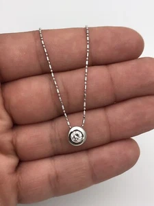 14kt White Gold .50ct Natural Round Diamond Slide Pendent /Necklace 16” - Picture 1 of 12