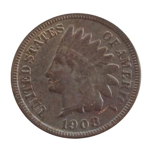 Centavo cabeza india 1908 F centavo de bronce fino moneda de 1 c coleccionable 2 un. - Imagen 1 de 4