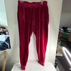 Y2K Juicy Couture Jogger Track Pants Velour Drawstring Cranberry Red Women's L