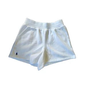 Polo Ralph Lauren Fleece Shorts Sz S 7 Girls Casual Drawstring Pony Logo White - Picture 1 of 9