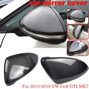 2xSpiegelkappen Carbon Schwarz Für 13-18 VW Golf GTI MK7 Außenspiegel Abdeckung - Picture 1 of 12