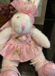 Girl EASTER BUNNY STUFFED Sitting Bunny - Pink - Picture 1 of 2