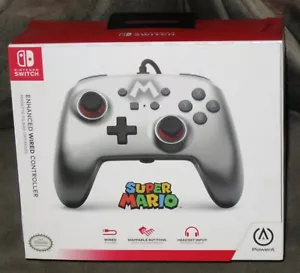 PowerA Enhanced kabelgebundener Controller für Nintendo Switch (Mario Silber) - Neu im Karton - Bild 1 von 4