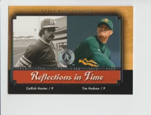 2001 Upper Deck Legends #R10 Catfish Hunter / Tim Hudson card, Oakland Athletics - Picture 1 of 1