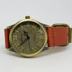 Geneva Platinum NO.2961 Genuine Leather Quartz Analog Men's Watch New Battery - Picture 1 of 9