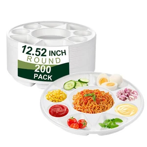 100-200pcs Divided Plates 9 Grid Food Divided Dinner Environmentally Plates - Picture 1 of 14