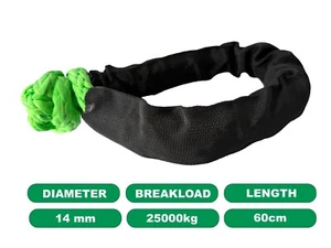UHMWPE SOFT SHACKLE 14mm Synthetic Green 60cm Rope Shackle Towing, Recovery 4x4 - Picture 1 of 4