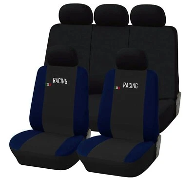 COPRISEDILI AUTO FODERE UNIVERSALI COPRISEDILE RACING COLORE NERO - BLU - Immagine 1 di 4