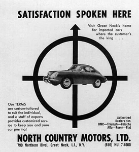 Porsche 356 C 1964 ""Satisfaction"" original anuncio de concesionario de Nueva York - Imagen 1 de 1