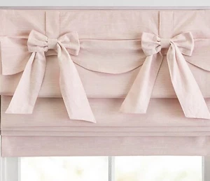 Pottery Barn Kids Evelyn Bow Valance Cordless Blackout Roman Shade Blush 26 x 64 - Picture 1 of 1