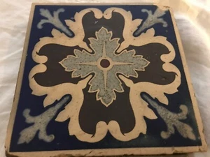 Antique 6 inch tile Minton Collins & Co 6” Stoke On Trent Nouveau Old as is - Picture 1 of 6