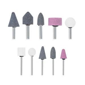 Abrasif brique Pointes Set Meule 1/8 Pouce 1/4 Pouce Queue 10Pcs #1 - Picture 1 of 2