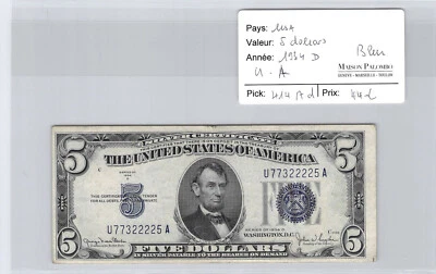 USA $5 Dollars 1934 D U/A - Blue - Image 1 of 2