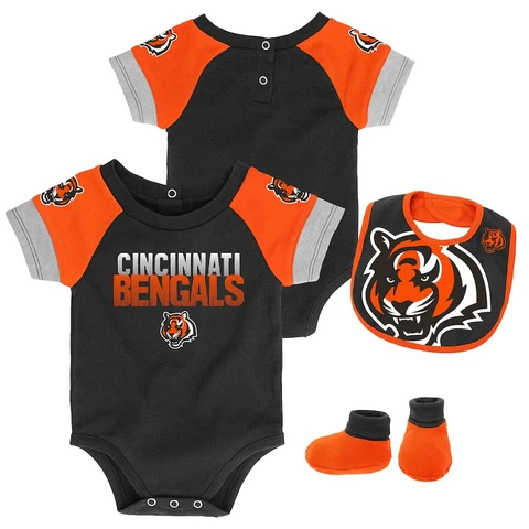 Cincinnati Bengals NFL 50 Yard Dash Bodysuit, Bib & Booties Set, 18 Month NWT Cover