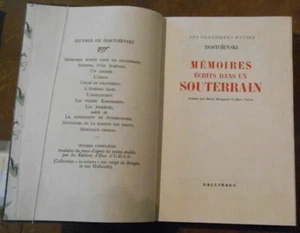 Mémoires Ecrits dans un Souterrain | Fédor Dostoïevski | Bon état - Picture 1 of 1