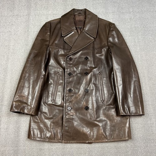 Vintage Coach Marrone Giacca in Pelle Trench Cappotto Uomo Taglia Media 100% Pelle