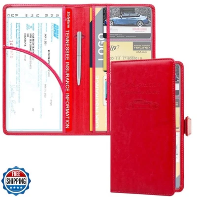 RSAquar Soporte de Registro y Seguro de Coche, Guantera de Cuero para Coche Organizar Foto 1 de 4