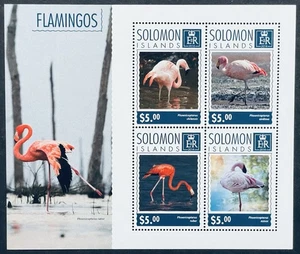 SOLOMON ISLANDS FLAMINGO STAMPS SHEET MNH 2014 WILDLIFE FLAMINGOS BIRD FAUNA - Picture 1 of 1