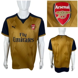 Arsenal Mens XL Jersey Away 2015 2016 Original Puma Gold Football Soccer EUC - Picture 1 of 11