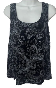 Alex Evenings Top Glitter Metallic Paisley Knit Tank Large Women Plus 1X NEW - Picture 1 of 8