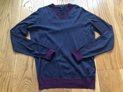 JERSEY HOMBRE JOHN SMEDLEY AZUL BORGOÑA RAYAS LANA MERINO MANGA LARGA MEDIANO Foto 1 de 4