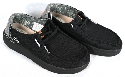 Hey Dude Wendy Rise Woven Shoes Black Floral Embroidered Womens Size 7 Wide - Image 1 of 4