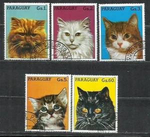 0830-SERIE COMPLETA PARAGUAY 1987 Nº 2286A/2286E GATOS FELINOS, BONITOS SELLOS. - Imagen 1 de 1