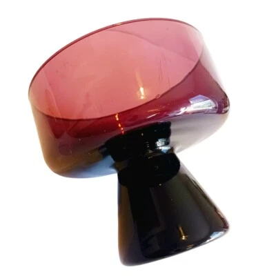 Jarrón de vidrio artístico amatista mediados de siglo pedestal moderno 5,5" base resistente Foto 1 de 4