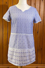 WHITE STUFF Ladies Blue White Embroidered Shift Sleeveless Dress Lace Size 8/10