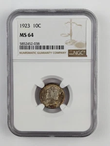 Moneda de diez centavos de plata Mercury 1923 - NGC MS64 - Imagen 1 de 4