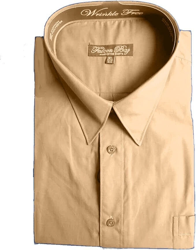 全新带标签 16.5 英寸/36 英寸 - 37 英寸猎鹰湾可扩展舒适领正装衬衫棕褐色 — 第 1/1 张图片