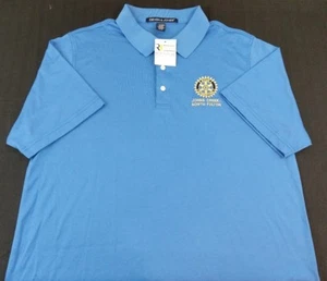 Camisa Polo Devon & Jones Golf Para Hombre Pima Manga Corta Mediana Azul ROTARY GA - Imagen 1 de 5