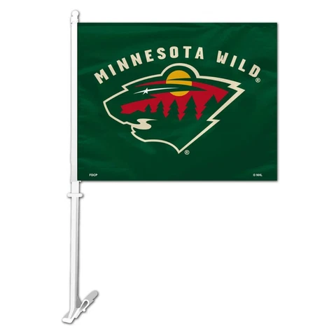 Minnesota Wild Car Flag with Pole [NEW] NHL Auto Truck Tailgate 11x15 Cover