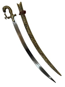 Royal Shahi Talwar wedding sword 34 in indian talwar with lion hilt Brass - Picture 1 of 12