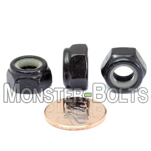 M8-1.25 Nylon Insert Lock Nuts, Steel with Black Oxide - Metric DIN 985 Class 8 - Picture 1 of 3